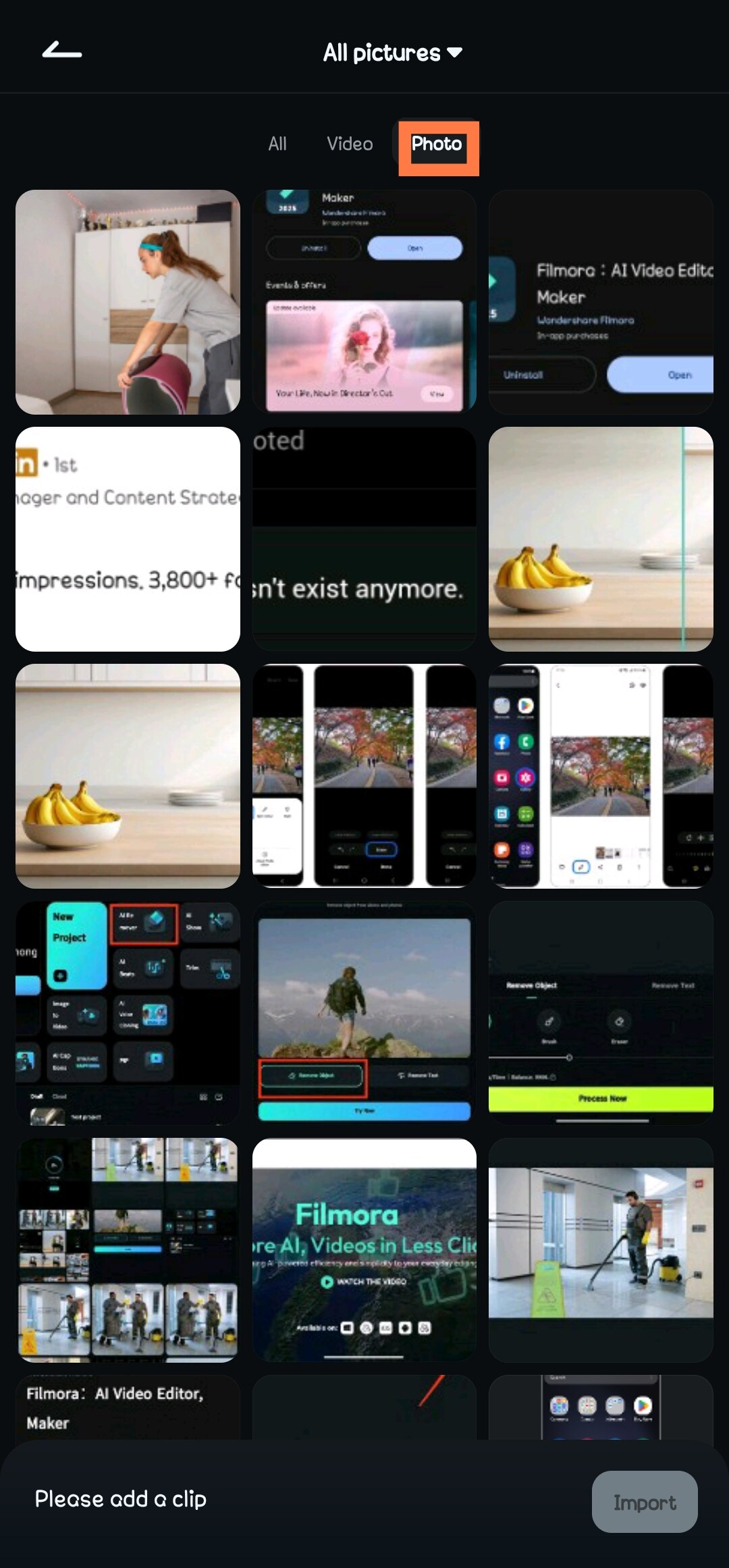 upload your photo in filmora