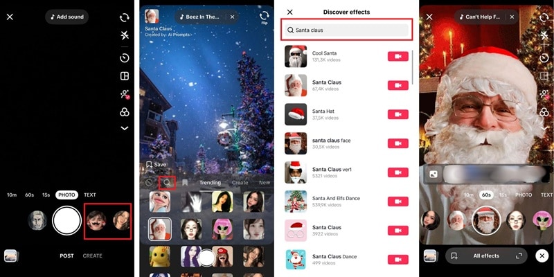 apply santa claus filter on tiktok
