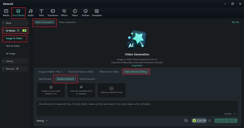 find the replace element feature