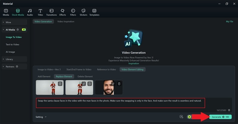write your prompts and click generate