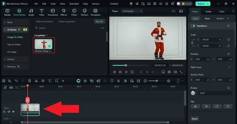 drag video result to timeline