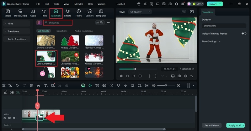 add transitions between two clips