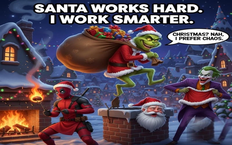 santa claus meme joker deadpool grinch