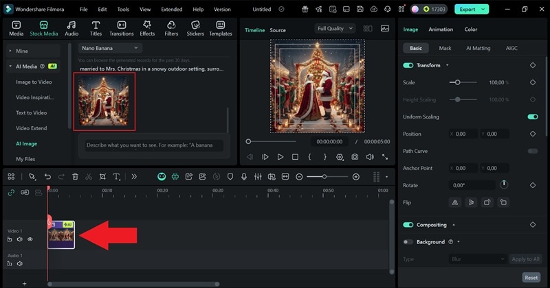 drag your ai image to timeline