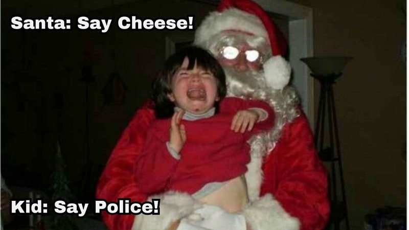 santa claus meme scaring kid