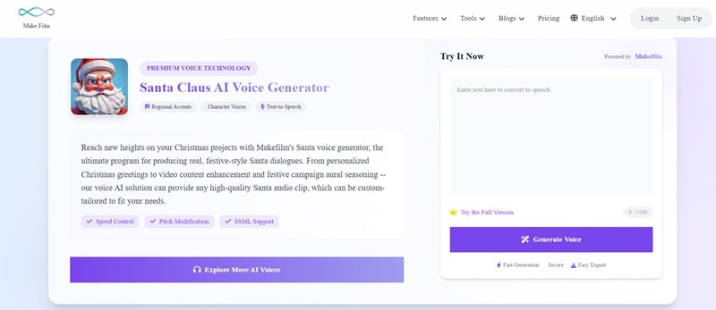 make film ai santa voice generator