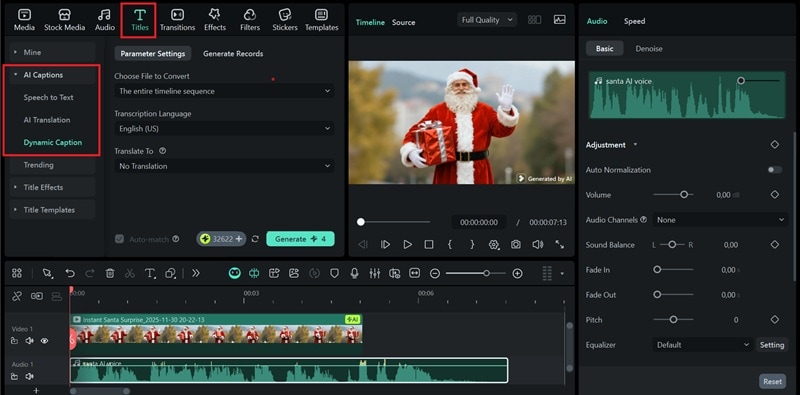 access ai caption in filmora