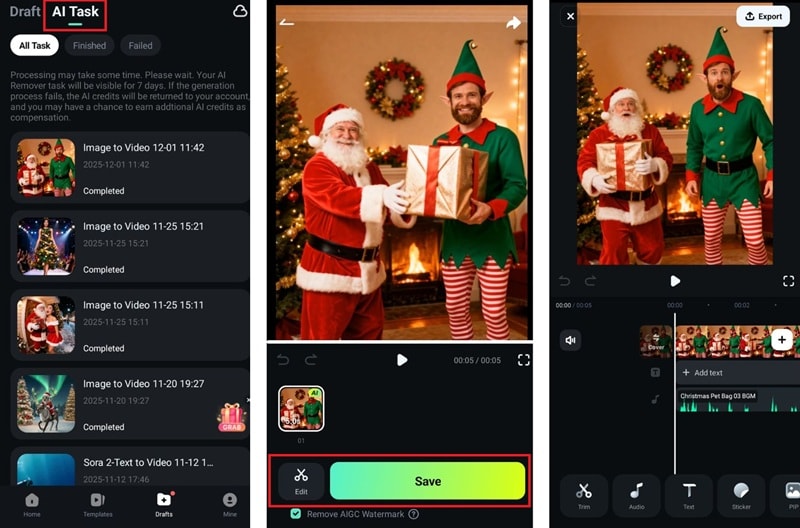 preview and edit the santa clip