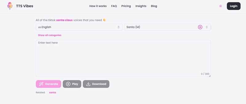 tts vibes santa voice generator