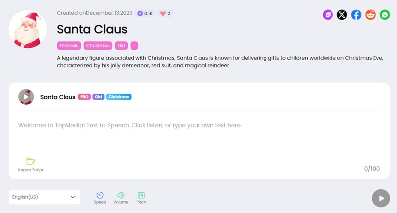 topmedia ai santa voice generator