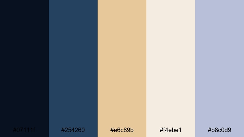 sapphire latte haze gold dark blue color palette with hex codes