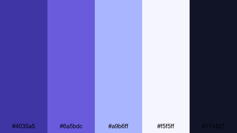 sapphire studio luxe blue violet color palette with hex codes