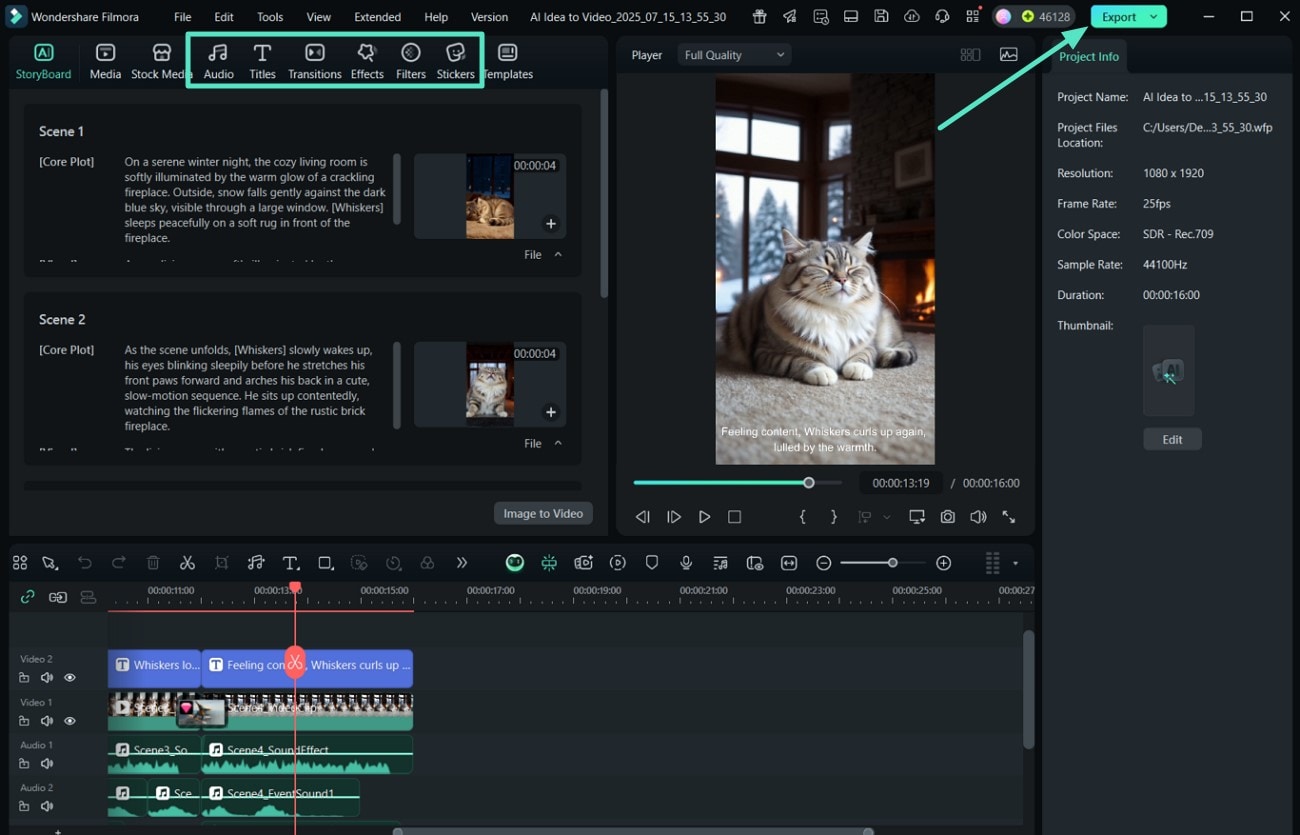 further edit video and hit export