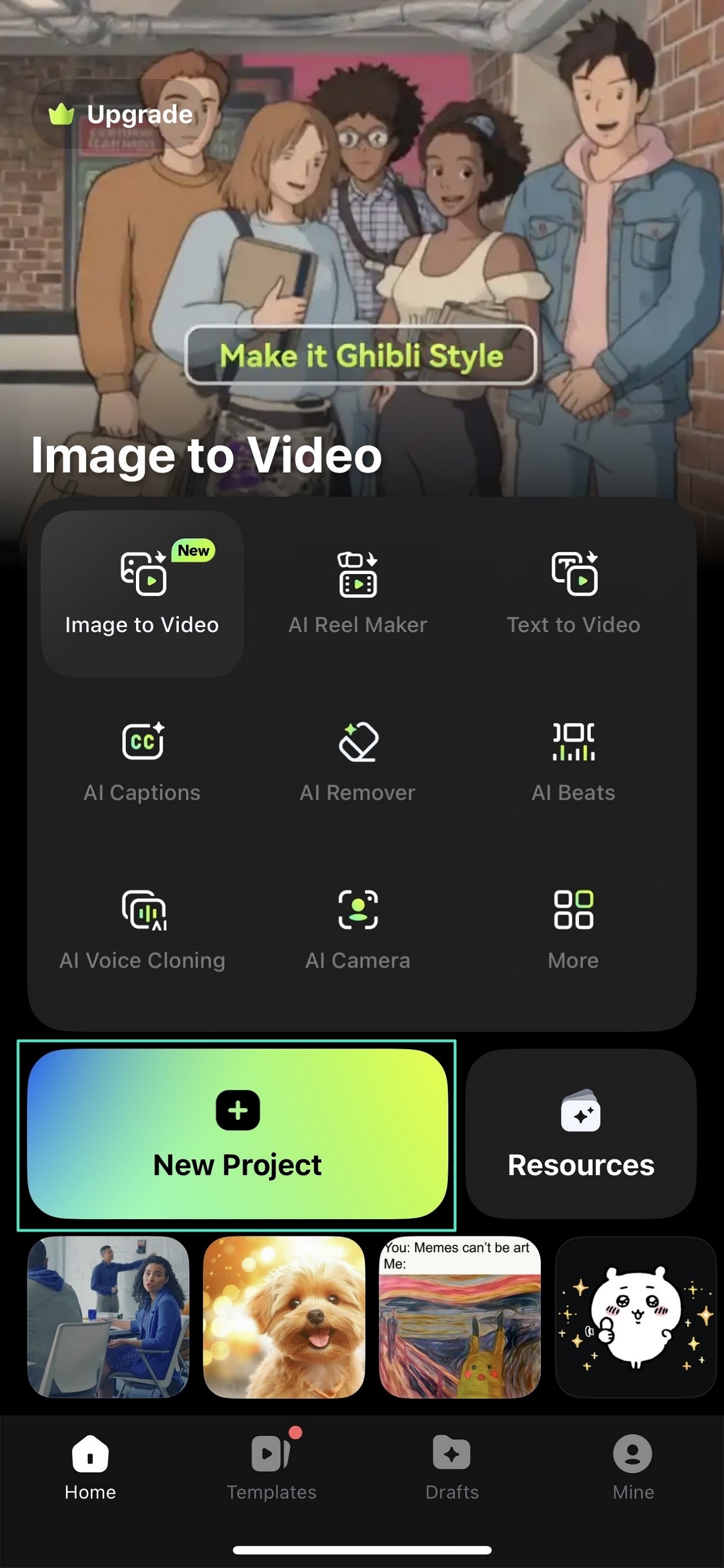 start new project filmora app