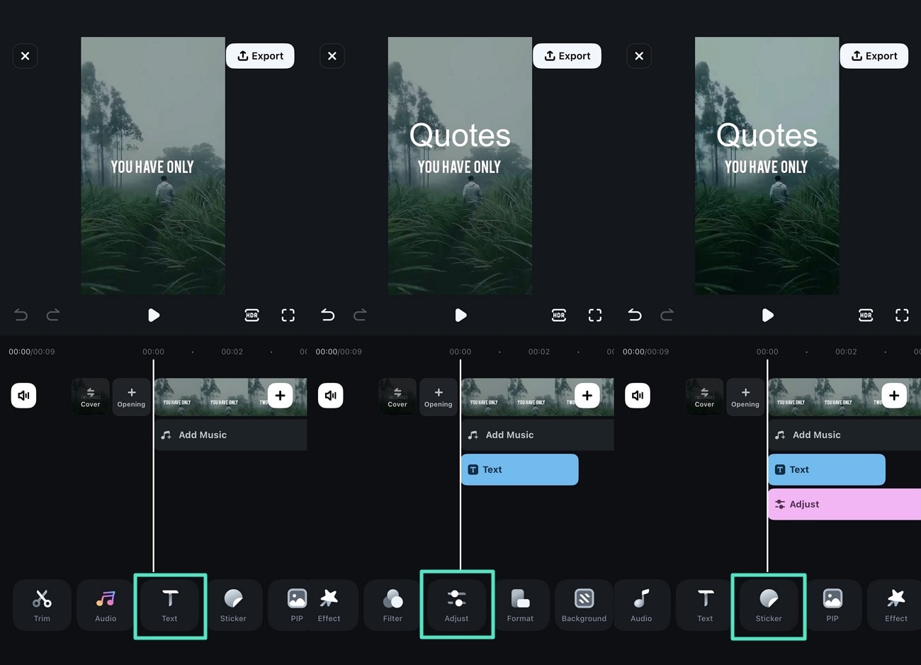adjust text and sticker filmora gif