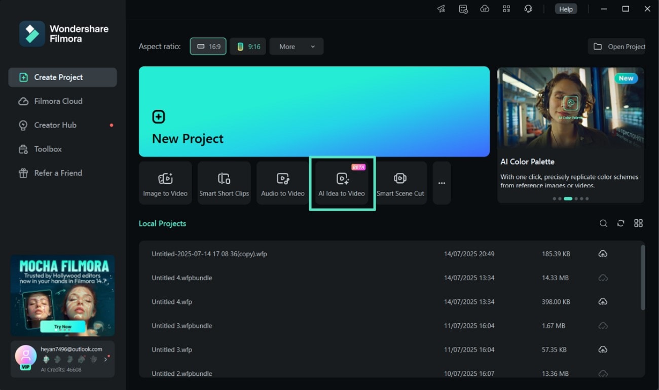 filmora ai idea to video tool