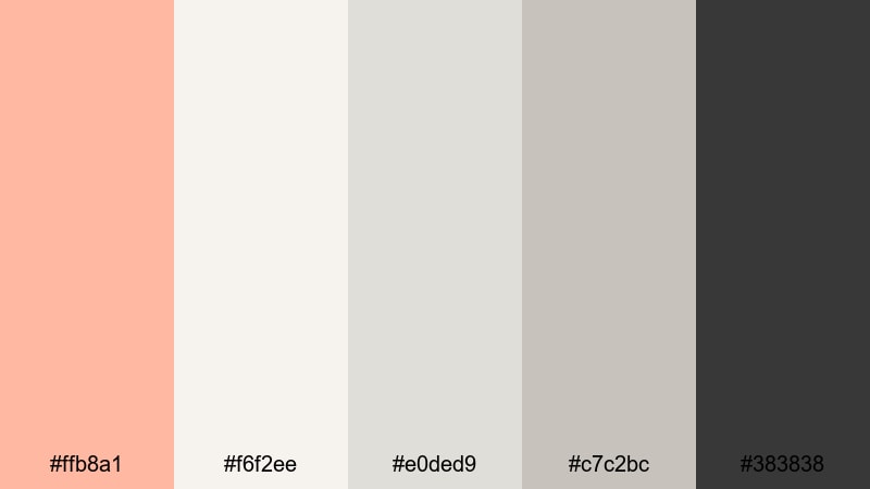 scandi loft blush salmon peach color palette with hex codes