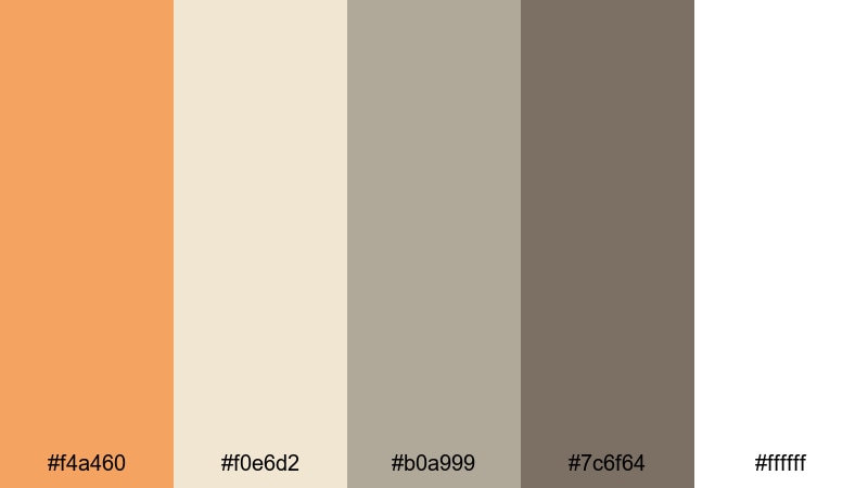 scandi loft neutrals sandy brown color palette with hex codes