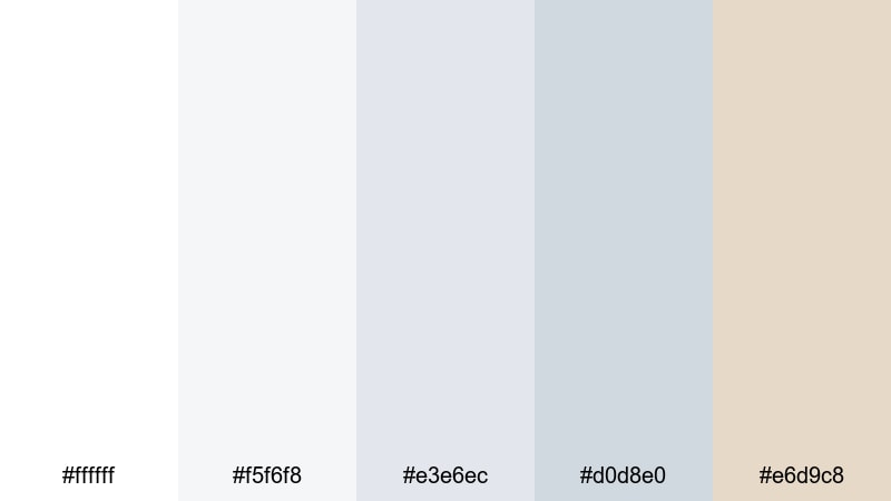 scandi loft whites light color palette with hex codes