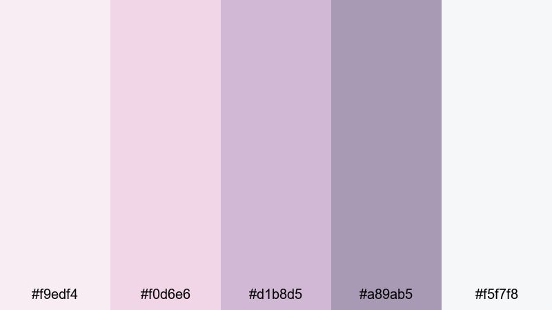 scandi pink lilac calm pink lilac color palette with hex codes