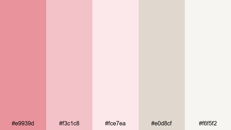 scandi rose minimal pastel red color palette with hex codes