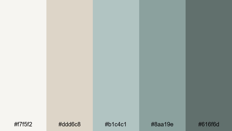 scandi tide neutrals gray turquoise color palette with hex codes