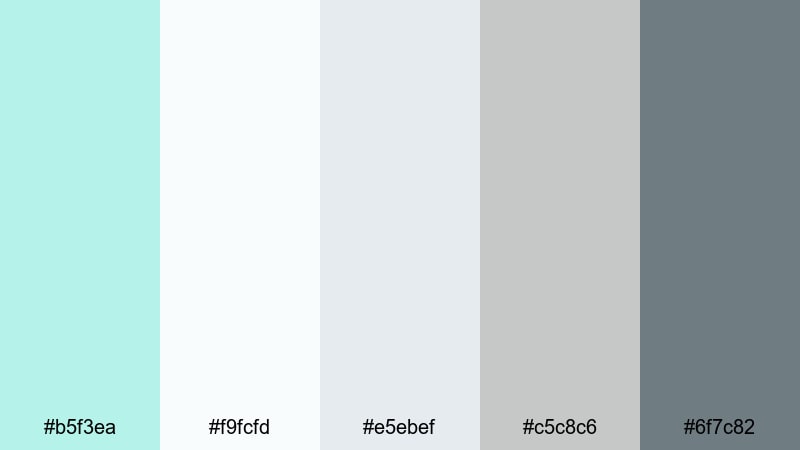 scandi workspace calm mint blue color palette with hex codes