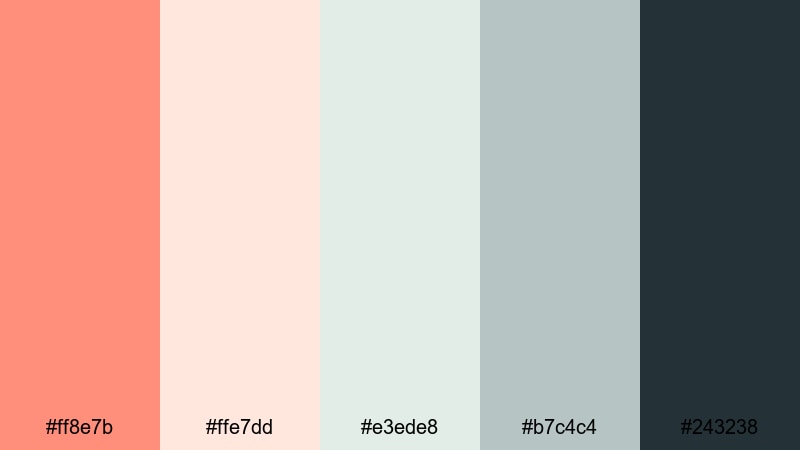 scandinavian coral accent coral salmon color palette with hex codes