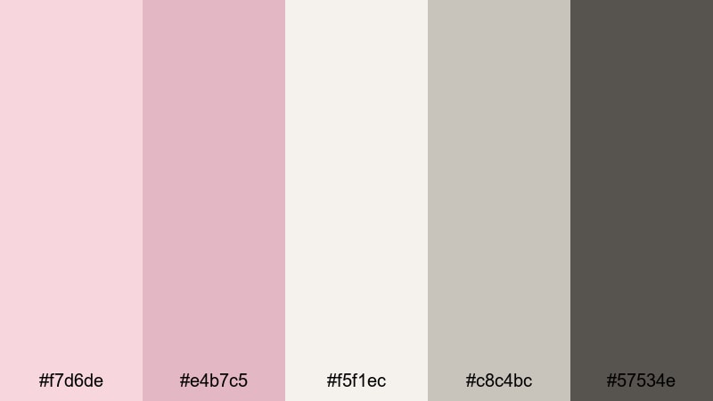 scandinavian rosewood blush pink color palette with hex codes
