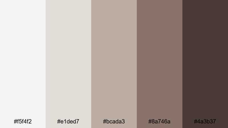 scandinavian studio calm mauve taupe color palette with hex codes