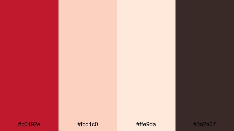 scarlet film grain red cream color palette with hex codes