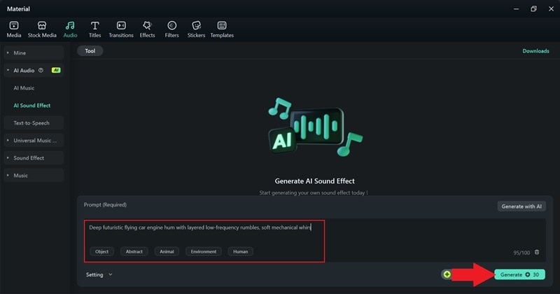 write prompts and click generate