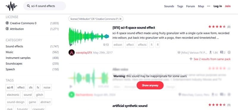 freesound free scifi sound effects