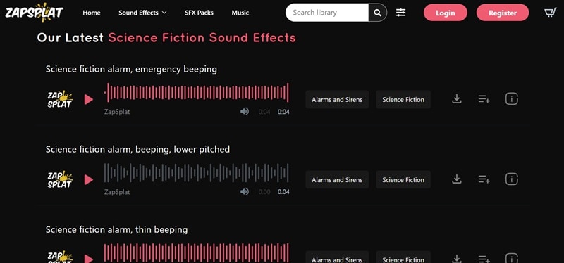 zapsplat scifi sound effects