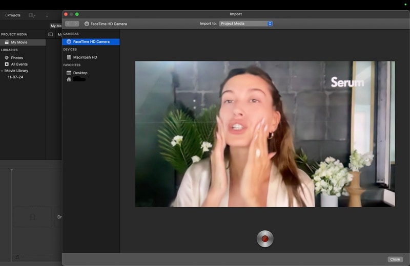 select camera source imovie