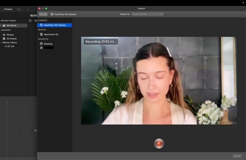 start recording imovie