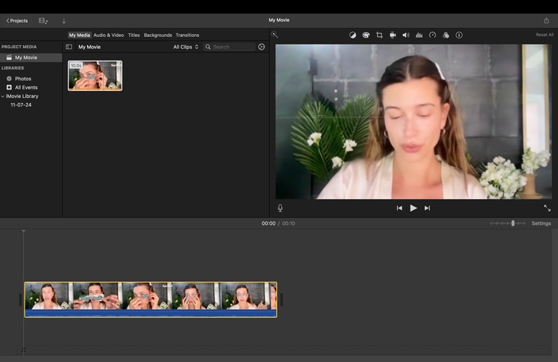 import recording to imovie timeline