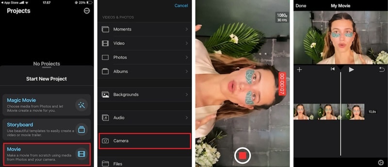 record video on imovie mobile