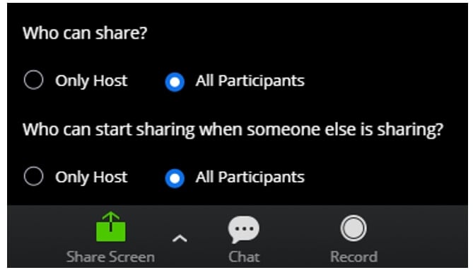 Share Screen Options on Zoom