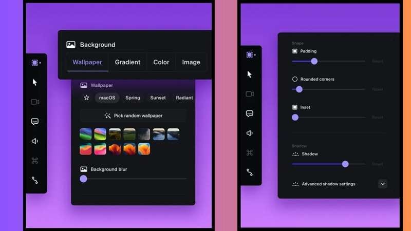 adjust background and visual effects