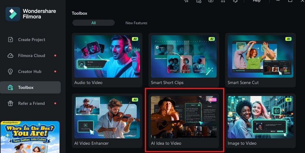 filmora idea to video tool