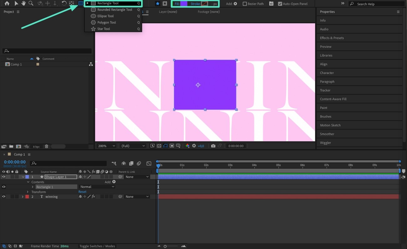 insert shape text scrolling video