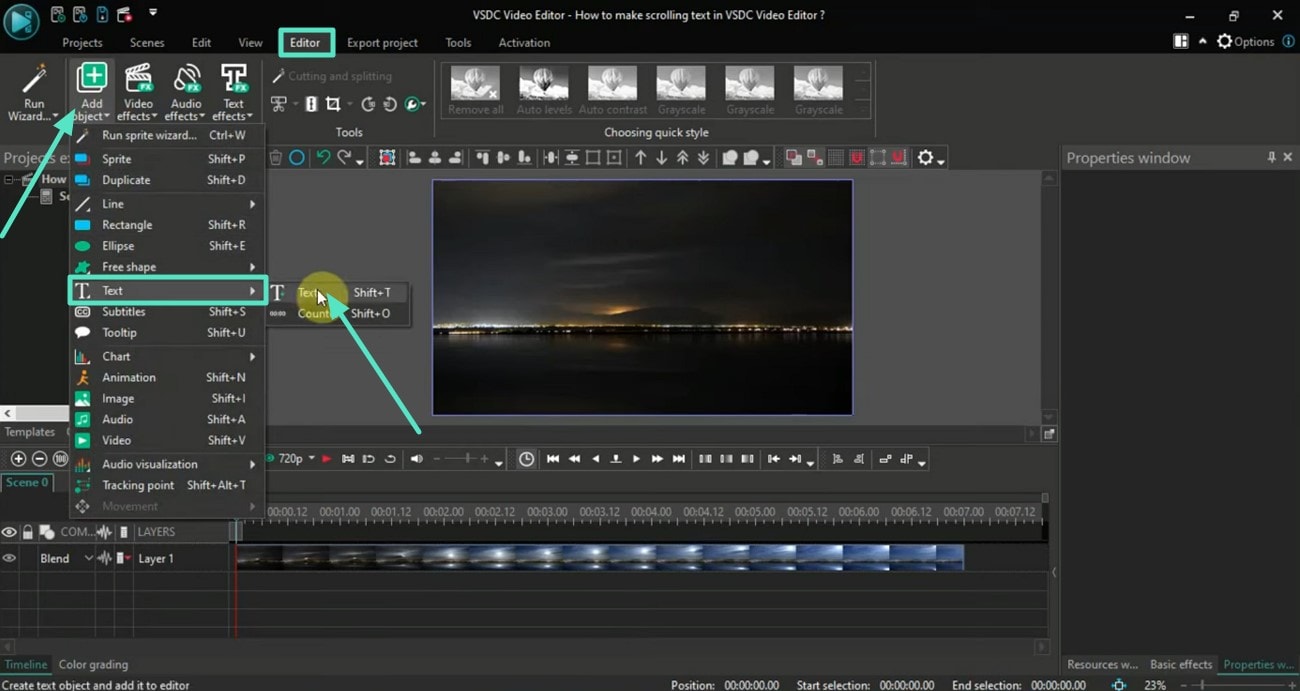 type text scrolling video maker
