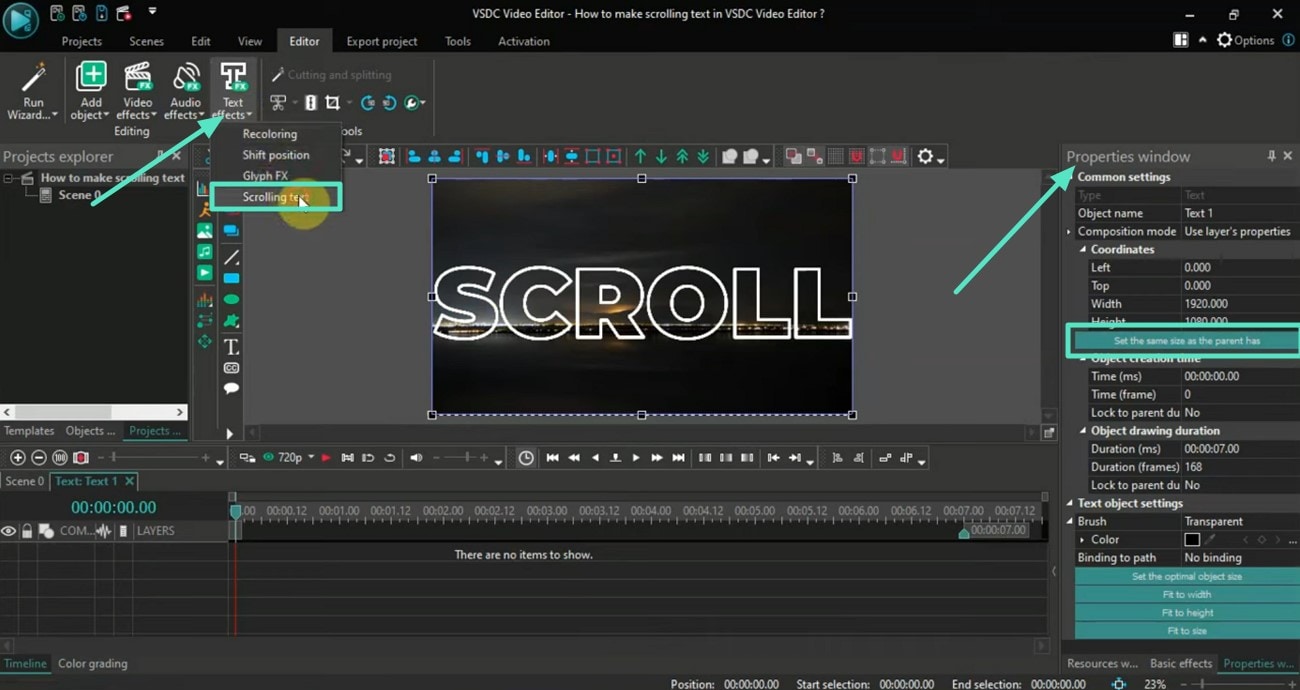 apply scrolling effect text