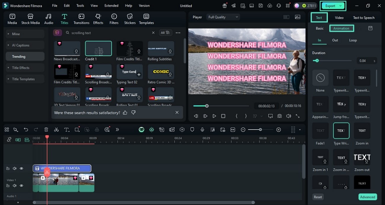 apply text animation video