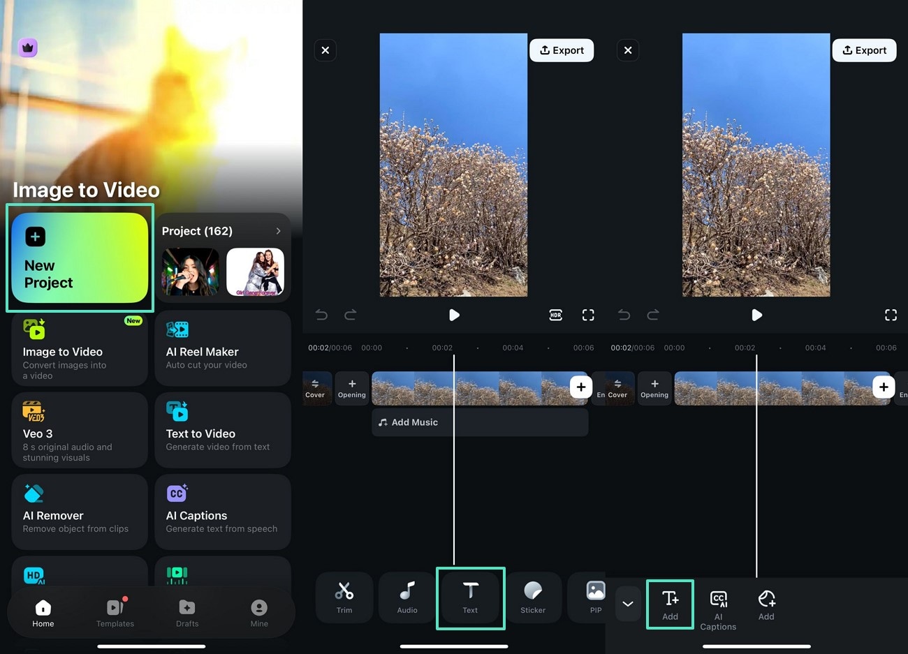 insert text filmora app video