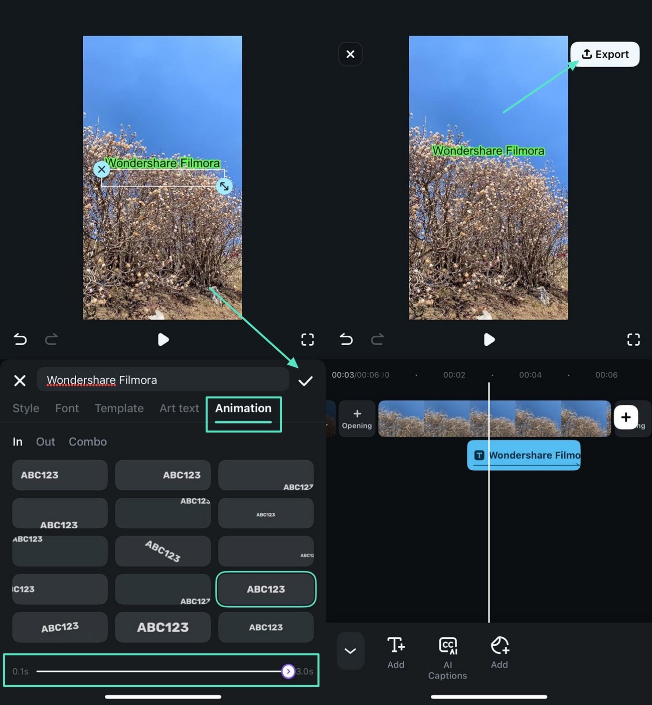 select animation and export video