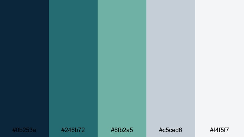 sea glass workspace blue green gray color palette with hex codes