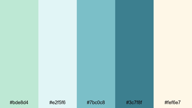 seafoam celadon coast celadon color palette with hex codes