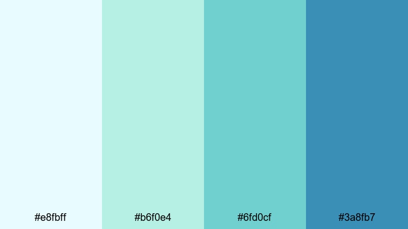 seafoam morning haze green blue color palette with hex codes